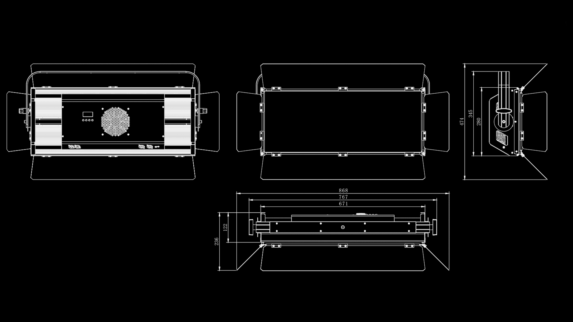 Panel 400 尺寸线描图 - Uplus Lighting