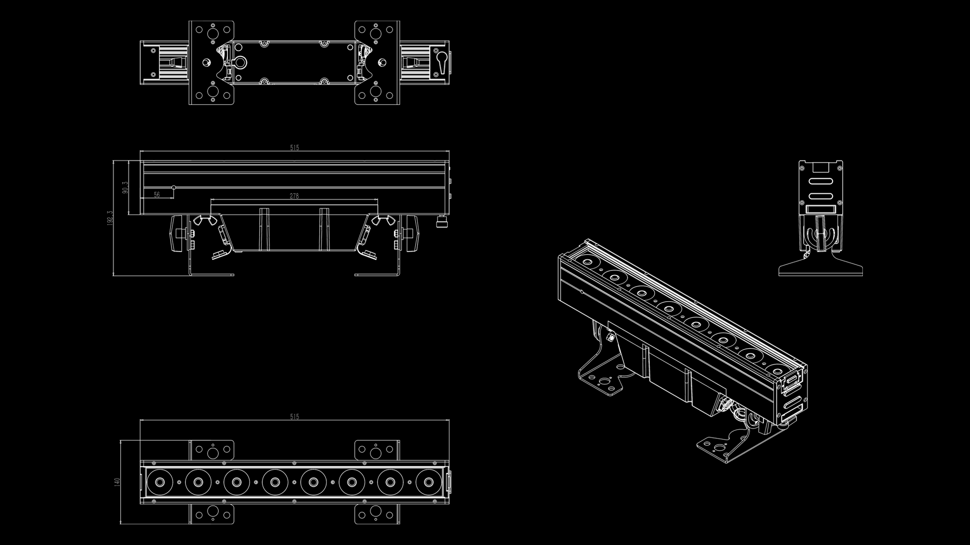 ip-b820-dimension-drawing-ip65-battery-splicing-bar-light - Uplus Lighting