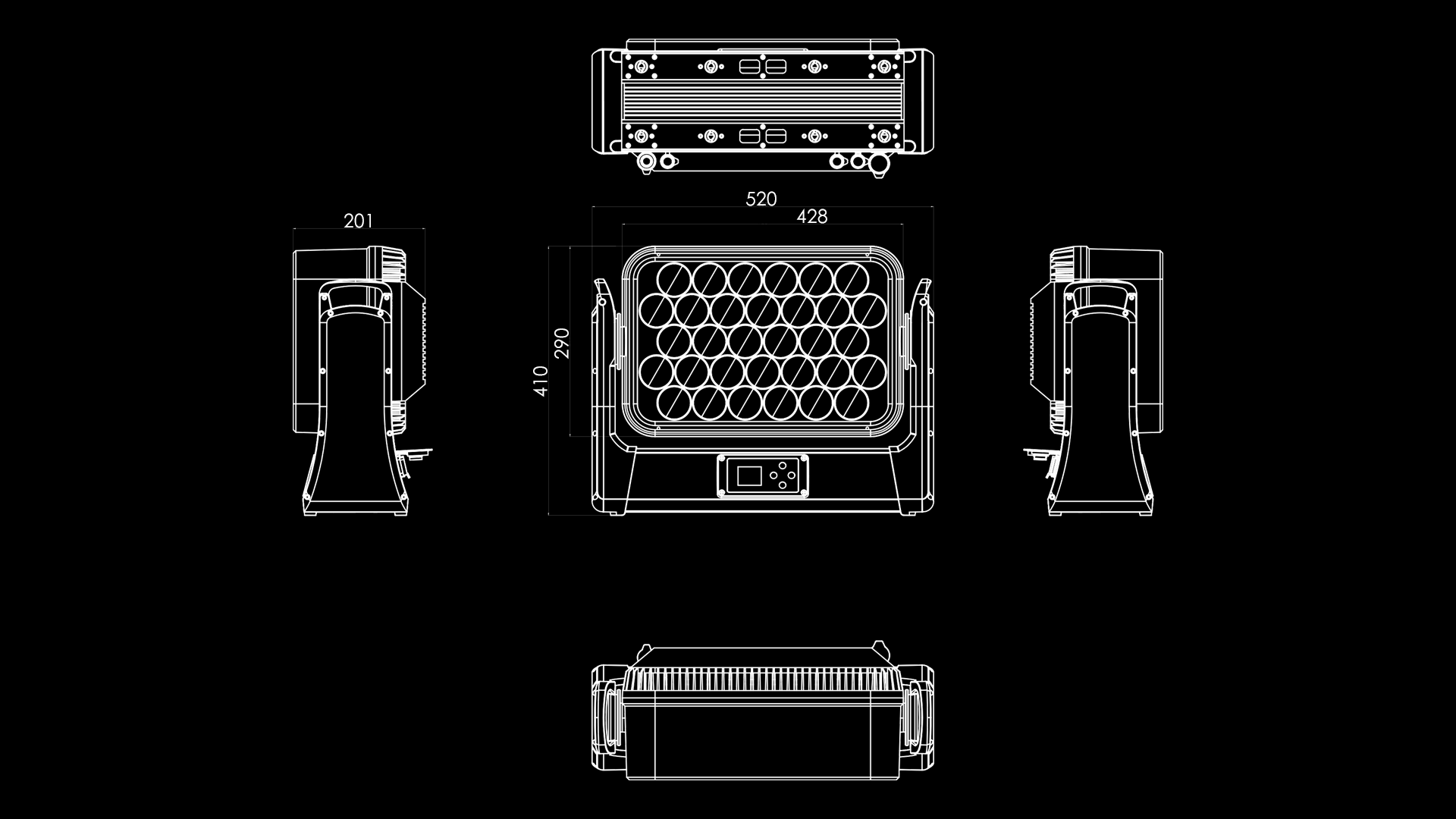 ip-mh3225-dimension-drawing-ip65-wash-blinder-moving-head - Uplus Lighting