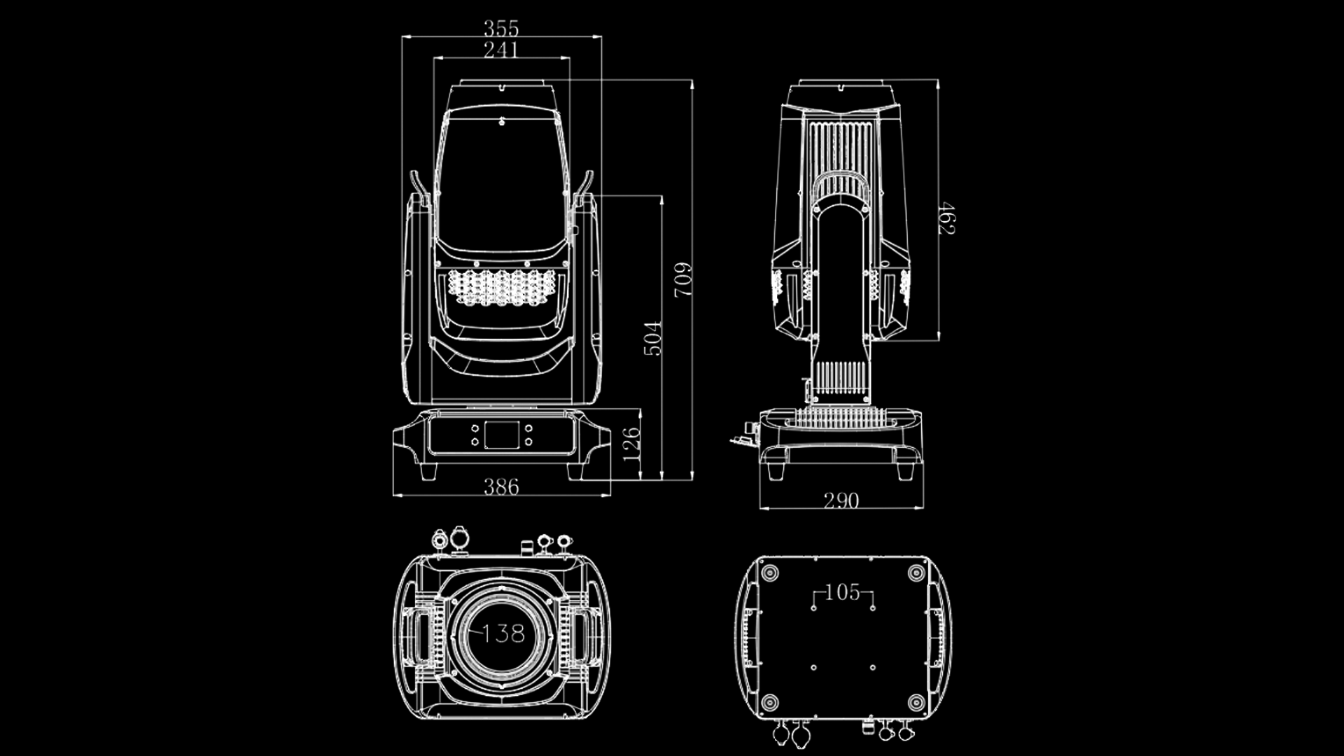 Uplus Lighting - رأس متحرك IP65-420 واط BSW مزود بوصلات DMX