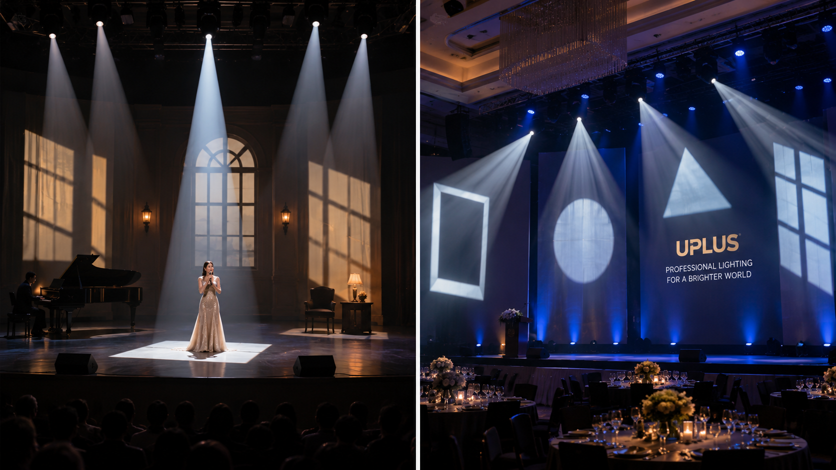 Iluminación para eventos con gobos de encuadre de perfil Uplus Mini 500 - Uplus Lighting